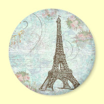 Eiffel Tower and Pink Roses magnets