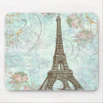 Eiffel Tower and Pink Roses mousepads