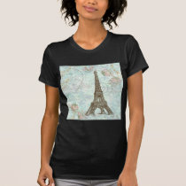 Eiffel Tower and Pink Roses t-shirts