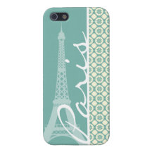 Eiffel Tower; Blue-Green & Cream Paris Case For iPhone 5