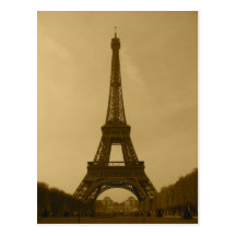 Eiffel Tower front view sepia Postcard