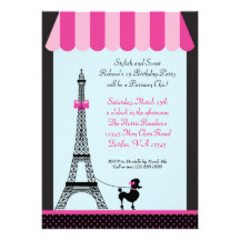 Eiffel Tower Girl Birthday Invitation