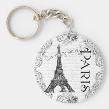 Eiffel Tower in Black and White Key Chain