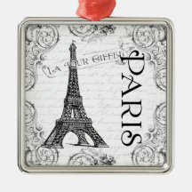 Eiffel Tower in Black and White Ornament
