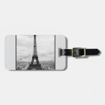 Eiffel Tower In Paris Striped Vintage Travel Bag Tags