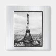 Eiffel Tower In Paris Striped Vintage Refrigerator Magnet