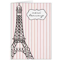 Eiffel Tower Merci Beaucoup Greeting Cards