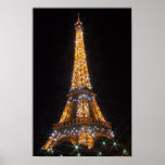 Eiffel Tower Paris at Night Poster