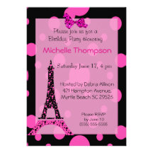 Eiffel Tower Paris  Birthday Invitations