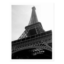Eiffel Tower Paris France b/w Postcard