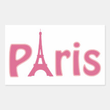 Eiffel tower paris pink text art rectangular stickers