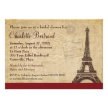 Eiffel Tower Parisian Bridal Shower Personalized Announcement