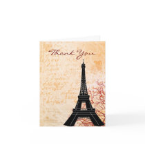 Eiffel Tower Peach Thank You Note card