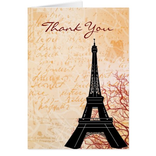 Eiffel Tower Peach Thank You Note card