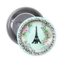 Eiffel Tower Pink Roses and Zebra Print buttons