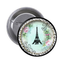 Eiffel Tower Pink Roses and Zebra Print buttons