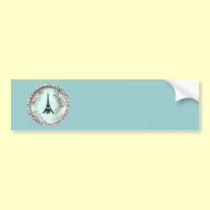 Eiffel Tower Pink Roses and Zebra Print bumper stickers