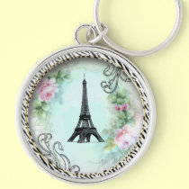 Eiffel Tower Pink Roses and Zebra Print keychains