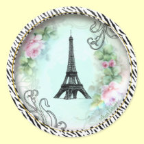 Eiffel Tower Pink Roses and Zebra Print stickers
