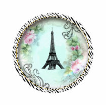 Eiffel Tower Pink Roses n Zebra Print Ornament photo sculptures