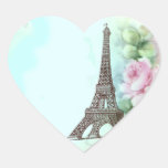 Eiffel Tower & Pink Roses Stickers Tags