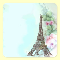 Eiffel Tower & Pink Roses Stickers Tags stickers