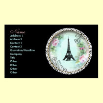 Eiffel Tower Pink Roses Zebra Print Business Card business cards