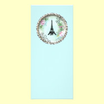 Eiffel Tower Rack Card Pink Roses and Zebra Print rack cards
