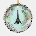 Eiffel Tower Roses Zebra Print Ornament