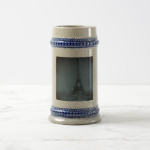 Eiffel Tower Vintage Stereoview Cyan Tone Coffee Mugs
