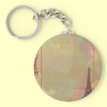 Eiffel Tower Vintage Style in Pink keychains