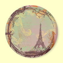 Eiffel Tower Vintage Style in Pink magnets