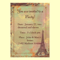 Eiffel Tower Vintage Style Invitation Card invitations