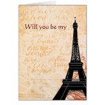 Eiffel Tower Will You Be My Note card