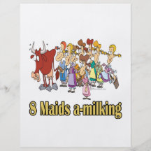 eight maids a-milking 8th eighth day christmas custom flyer
