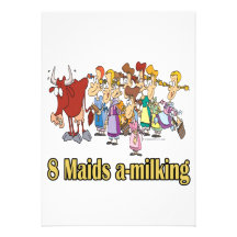 eight maids a-milking 8th eighth day christmas personalised announcement