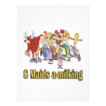 eight maids a-milking 8th eighth day christmas personalized invitations