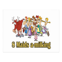 eight maids a-milking 8th eighth day christmas postcard