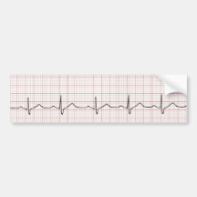 EKG heartbeat on graph paper, pulse beating Bumper Stickers