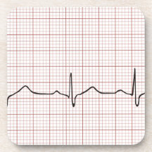 EKG heartbeat on graph paper, pulse beating Beverage Coasters