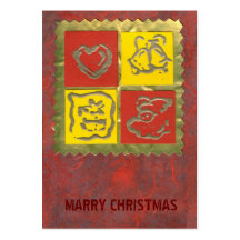 ekos red-yellow Merry Christmas Gift Tag Business Card Templates