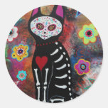 El Gato Day of the Dead Painting by Prisarts Round Sticker