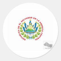 el salvador emblem and barcode round stickers