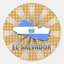 El Salvador Flag Map 2.0 Round Sticker