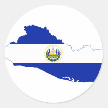 El Salvador Flag map SV Round Stickers