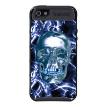 Electric Blue Chrome Skull iPhone 5 Case