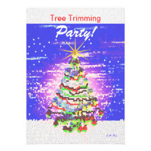 Electric Christmas Tree - Tree Trimming Party Invites