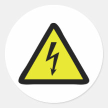electric flash warning sign round stickers