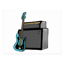 electric guitar bass and amp postcard