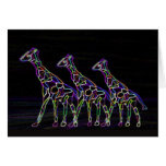 Electric Neon Giraffes Greeting Card
